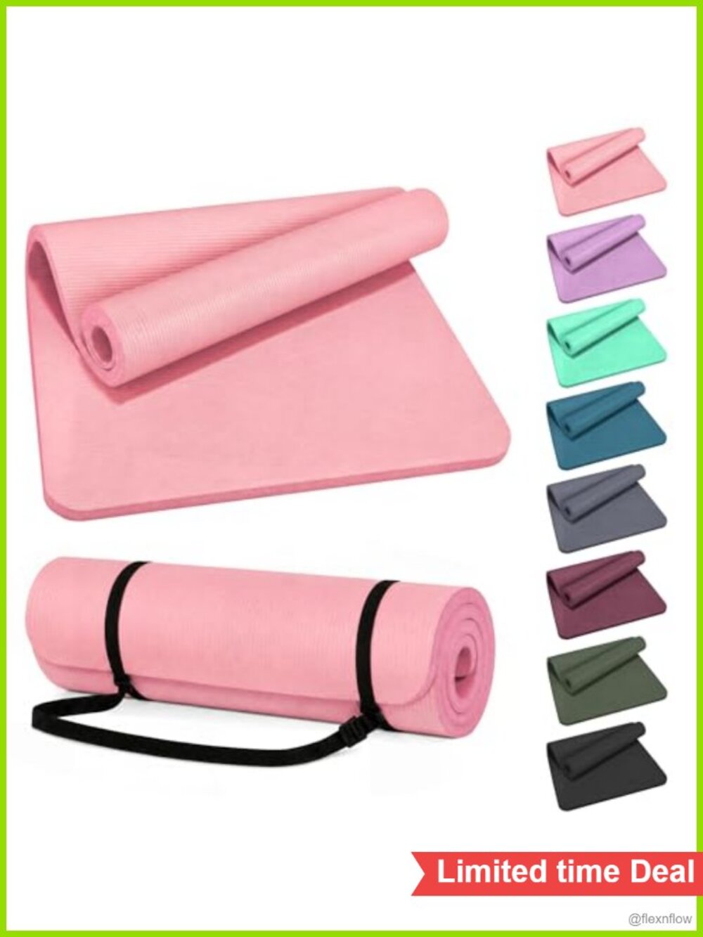 High Density NBR Foam Yoga Mat Extra Thick Exercise Mat with Carrying Strap